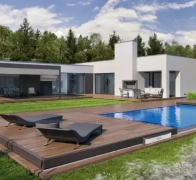 Acoperire piscina tip terasa mobila - Bergen 6 x 3m