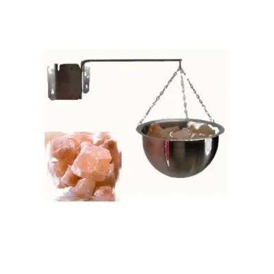 Bol din inox cu 1 kg sare Himalaya pentru aromaterapie in sauna uscata