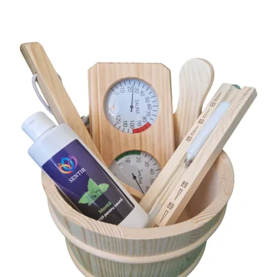 Kit 4 accesorii pentru sauna + esenta CADOU