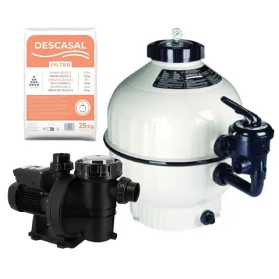 Kit filtrare piscină 12 mc/h — Cantabric D500 + pompă Espa Nox + nisip