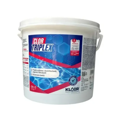 Tablete clor lent pentru piscină, Kloer Triplex, 5 kg
